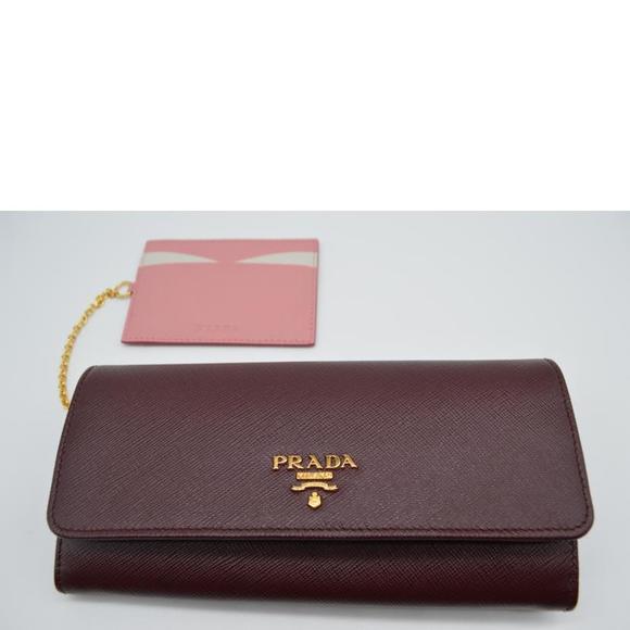 Prada Long Wallet Granato Multi-Zip Saffiano Leather - Picture 1 of 8